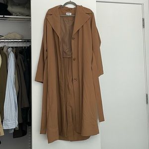 Weekday camel long trench coat